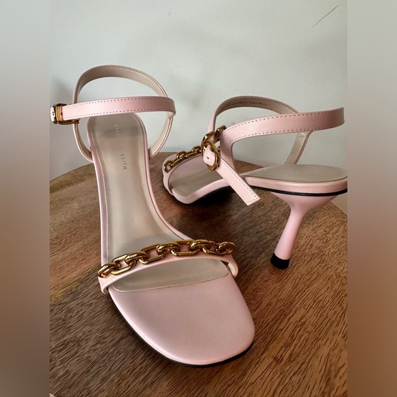 Pink Chained Link Heeled Sandals from Charles & Keith! - Picture 1 of 6